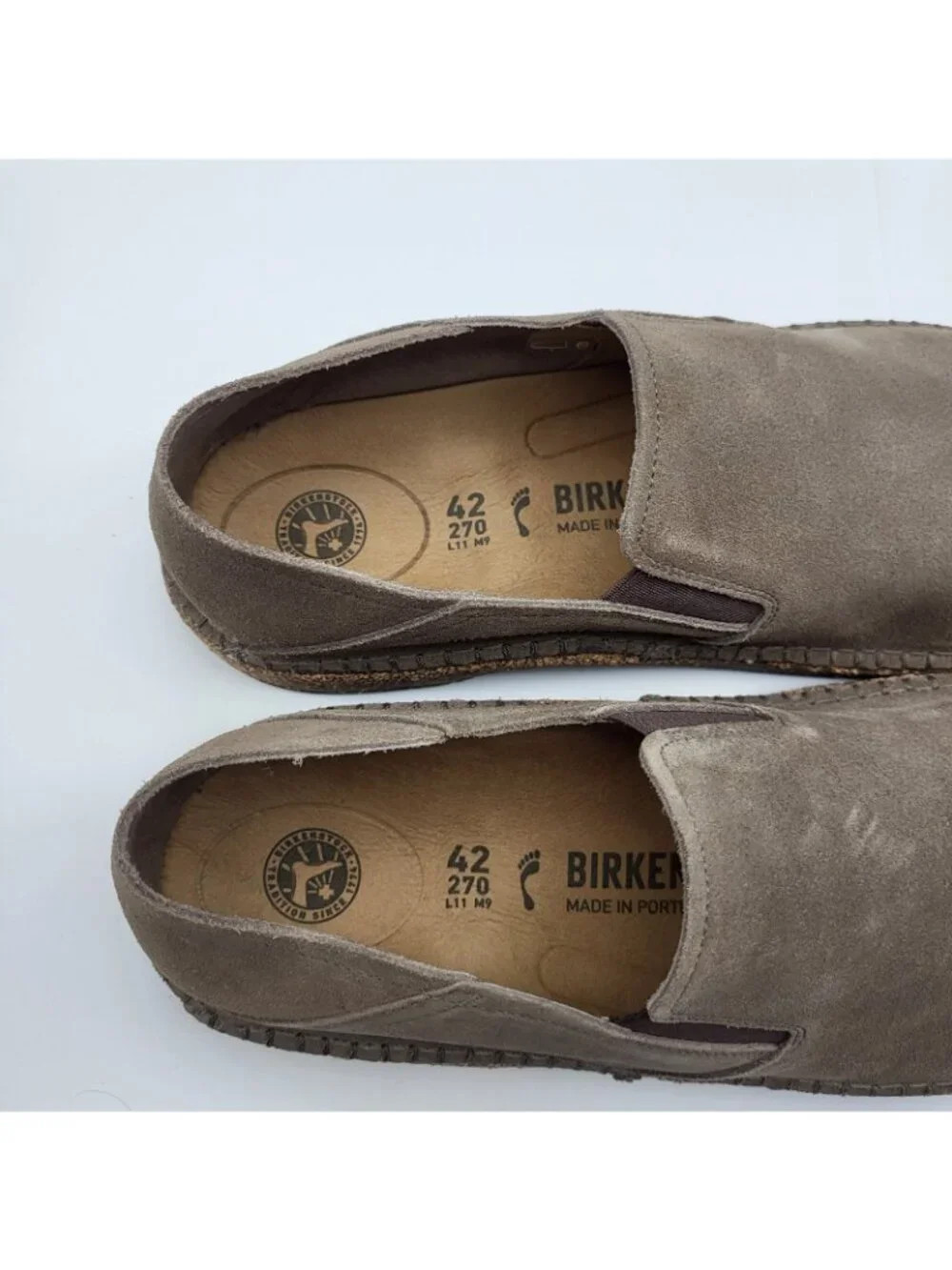 Birkenstock Callan Men’s Slip-On Suede Shoes Size 42 9 US Cork Sole beige
